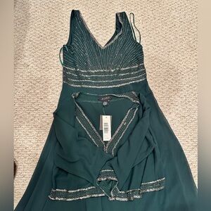 Xscape Teal Gown with Silver Accents